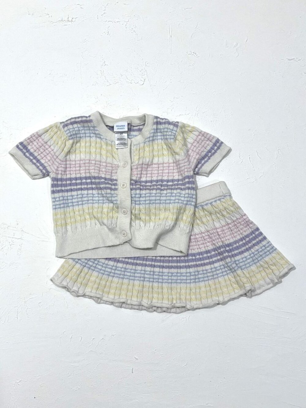 Draper James Girls 3T Multicolor Knit Cardigan & Pleated Skirt Set